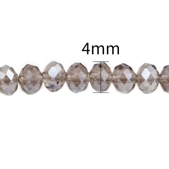 Image de Perles en Verre Rond Gris Couleur AB à Facettes Placage, Env. 4mm Dia, Trou: 0.9mm, 49.5cm - 48.5cm long, 2 Enfilades (env. 140 Pcs/Enfilade)