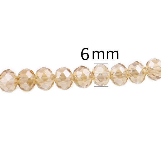 Picture of Glass Beads Round Champagne AB Rainbow Color Plating Faceted About 6mm Dia, Hole: Approx 1.4mm, 43cm(16 7/8") - 42.5cm(16 6/8") long, 2 Strands (Approx 90 PCs/Strand)