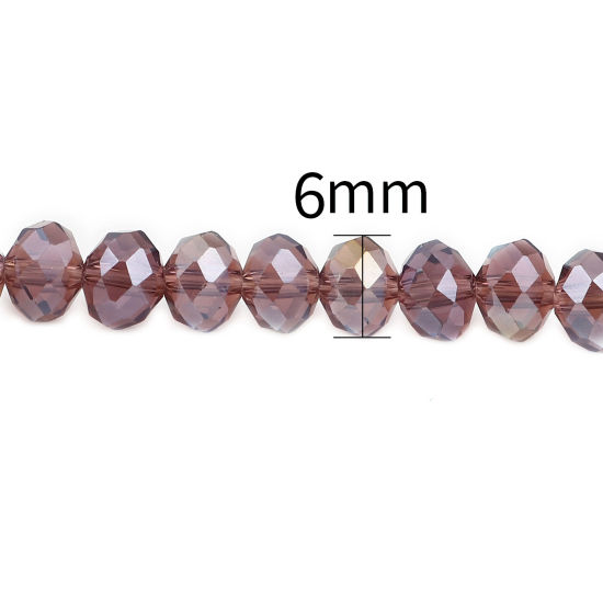 Image de Perles en Verre Rond Vin Rouge Couleur AB à Facettes Placage, Env. 6mm Dia, Trou: 1.4mm, 43cm - 42.5cm long, 2 Enfilades (env. 90 Pcs/Enfilade)