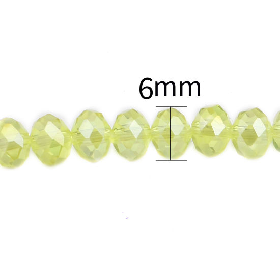 Bild von Glas Perlen Rund Zitronengelb AB Farbe Plattiert Facettiert ca. 6mm D., Loch: 1.4mm, 43cm - 42.5cm lang, 2 Stränge (ca. 90 Stück/Strang)