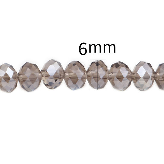 Image de Perles en Verre Rond Gris Couleur AB à Facettes Placage, Env. 6mm Dia, Trou: 1.4mm, 43cm - 42.5cm long, 2 Enfilades (env. 90 Pcs/Enfilade)
