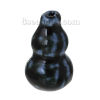 Image de Perles en Céramique Forme Calebasse Bleu-Noir Fleurs, 21mm x 13mm, Tailles de Trous: 2.2mm, 10 Pcs
