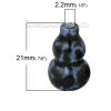 Image de Perles en Céramique Forme Calebasse Bleu-Noir Fleurs, 21mm x 13mm, Tailles de Trous: 2.2mm, 10 Pcs