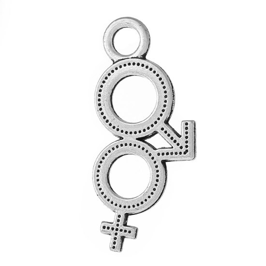 Immagine di Lega di Zinco Charm Ciondoli Simbolo di Maschio Argento Antico 3.1cm x 1.5cm , 20 Pz