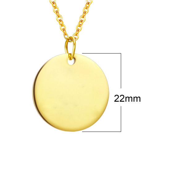 Immagine di Acciaio Inossidabile Etichette di Stampaggio Vuote Collana Oro Placcato Tondo Lucidatura Unilaterale 45cm Lunghezza, 1 Pz