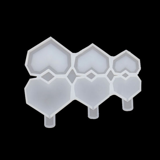 Image de Blanc - Fournitures de Cuisson de Moule en Silicone au Chocolat et Au Coeur D'amour de Diamant 12.8x10.4x0.4cm, 1 Kit
