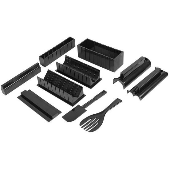 Изображение Black - 10pcs DIY Sushi Roll Mold Kitchen Gadget 26x15x8.5cm, 1 Set