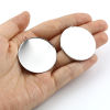 Picture of Brass Cabochon Settings Pendants Round Disc Silver Tone (Fit 3.5cm) 4cm x 3.6cm, 10 PCs