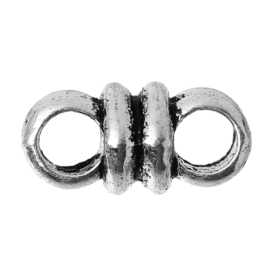 Picture of Spacer Beads Knot Antique Silver Color 2 Holes About 13mm x 6mm, Hole:Approx 3.5mm, 100 PCs