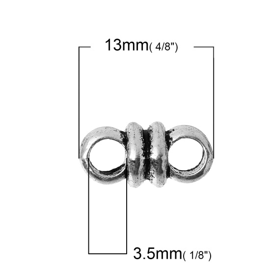 Picture of Spacer Beads Knot Antique Silver Color 2 Holes About 13mm x 6mm, Hole:Approx 3.5mm, 100 PCs