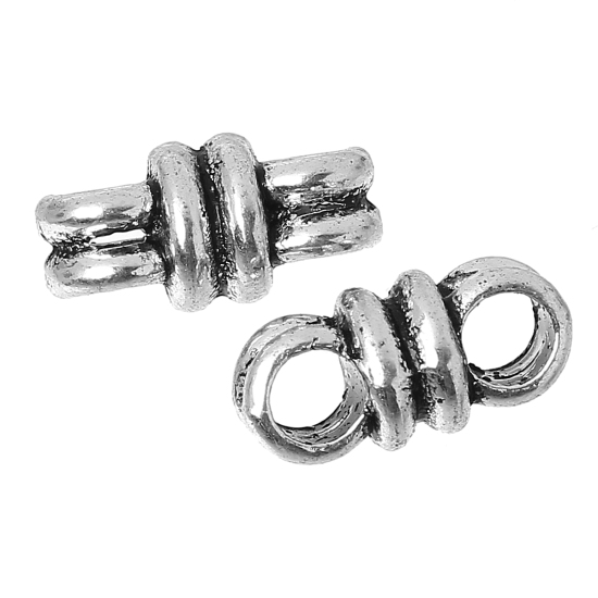 Picture of Spacer Beads Knot Antique Silver Color 2 Holes About 13mm x 6mm, Hole:Approx 3.5mm, 100 PCs