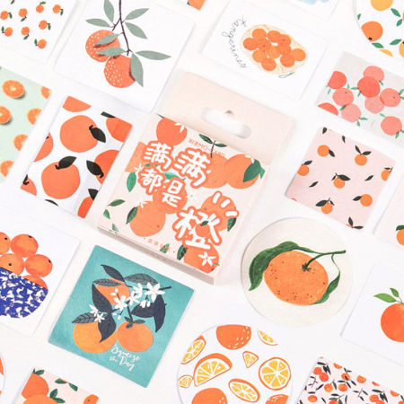 Paper DIY Scrapbook Deco Stickers Mixed Color Square Orange 44mm x 44mm, 1 Box ( 46 PCs/Box)
