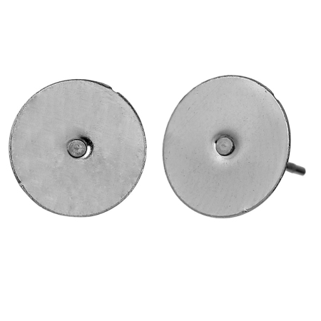 Picture of 304 Stainless Steel Ear Post Stud Earrings Round Gold Plated (Fits 8mm Dia.) 8mm( 3/8