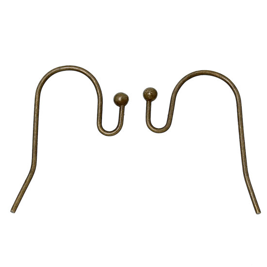 Bild von Messing Ohrring Ohrhaken Ohrringe U-Form Bronzefarbe 20mm x 15mm, Drahtstärke: (21 gauge), 200 Stück                                                                                                                                                          