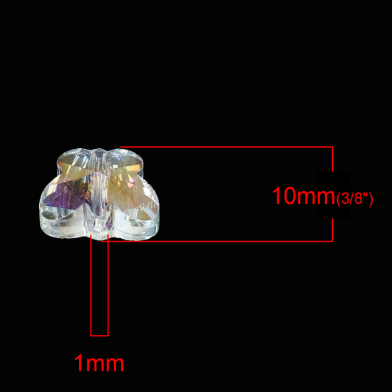 Изображение Стеклянные Бусины, Бабочка, Светло-желтый с узором " Разноцветный Прозрачный Шлифованый, 10мм x 8мм, 1мм, 20 ШТ