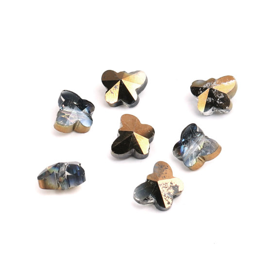 Picture of Glass Loose Beads Butterfly Bronzed Transparent Faceted About 10mm x 8mm, Hole: Approx 1mm, 20 PCs