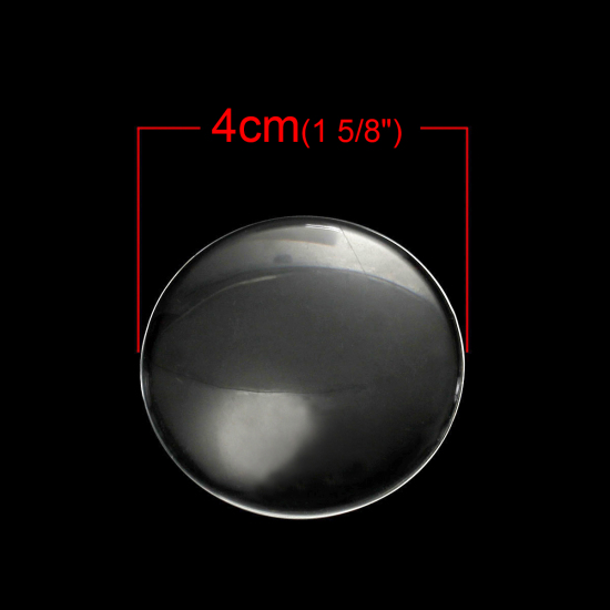 Picture of Transparent Glass Dome Seals Cabochons Round Flatback Clear 4.0cm(1 5/8") Dia, 10 PCs