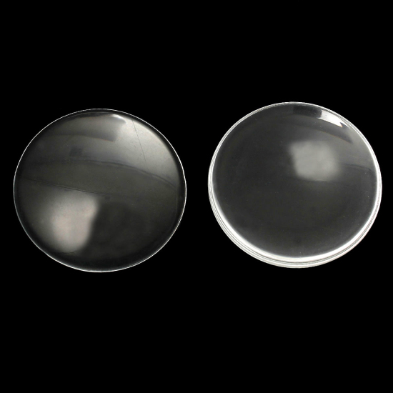 Picture of Transparent Glass Dome Seals Cabochons Round Flatback Clear 4.0cm(1 5/8") Dia, 10 PCs