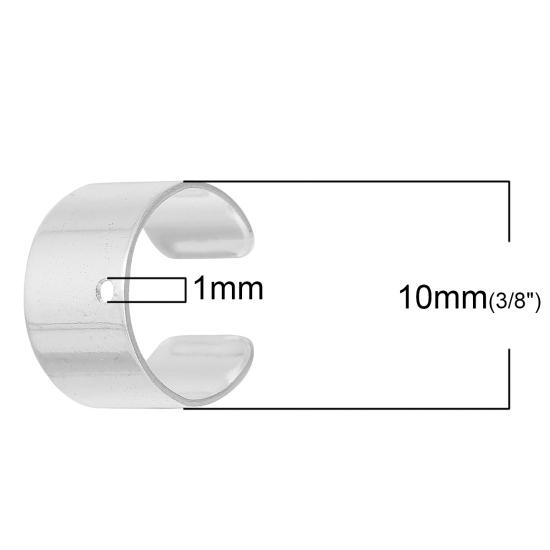 亜鉛合金 イヤーカフ ピアス 銀メッキ カン付 10mm、 1 個 の画像