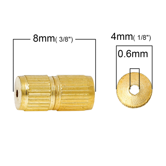 Bild von Messing Spannwirbel Halskette Armband Ringe Zylinder Vergoldet 8mm x 4mm, 50 Stücke                                                                                                                                                                           