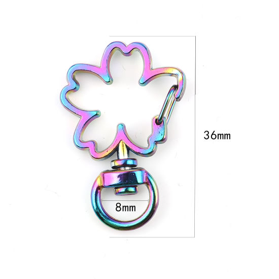 Picture of Zinc Based Alloy Keychain & Keyring Accessories Multicolor Sakura Flower 36mm x 23mm, 5 PCs