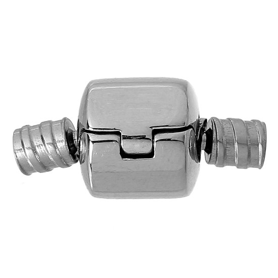 Image de Fermoirs à Clip pour Bracelet Collier Européen en 304 Acier Inoxydable Cylindre Argent Mat 20mm x 10mm, 1 Pièce