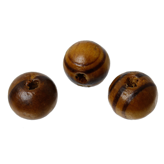 Picture of Natural Wood Spacer Beads Round Coffee Zebra Stripe Pattern About 8mm Dia, Hole: Approx 1.6mm, 500 PCs