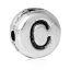 Immagine di Lega di Zinco Separatori Perline Tondo Argento Antico Lettera Scolpisce Circa 7mm Dia, Foro:Circa 1.2mm, 100 Pz