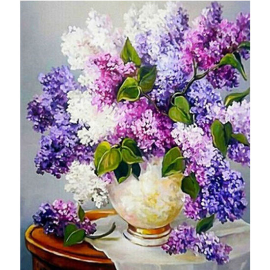 Изображение Ткань & PVC Алмазная мозаика Фиолетовый Цветок 40см x 30см, 1 Комплект