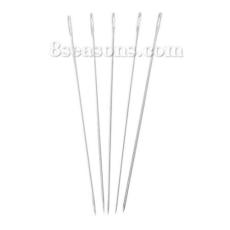0.5mm Iron Based Alloy Sewing Needles Silver Tone 4cm(1 5/8")long, 2 Packets(Approx 30 PCs/Packet)