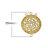 Picture of Brass Filigree Stamping Connectors Findings Round Original Color Unplated Message Carved " PAFLNLTY " Hollow 25mm(1") x 20mm( 6/8"), 30 PCs                                                                                                                   