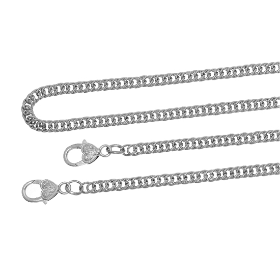 Immagine di Lega di Ferro borsa catena cinghia Tono Argento(si puo'agguingere strass) 9mm x7mm( 3/8" x 2/8"), 1.2M(47 2/8")longhezza, 1 Pz