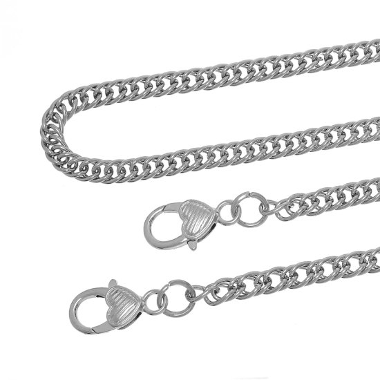 Picture of Iron Based Alloy Purse Chain Strap Handle Shoulder Crossbody Handbags Silver Tone 9mm x7mm( 3/8" x 2/8"), 1.2M(47 2/8")long, 1 Piece