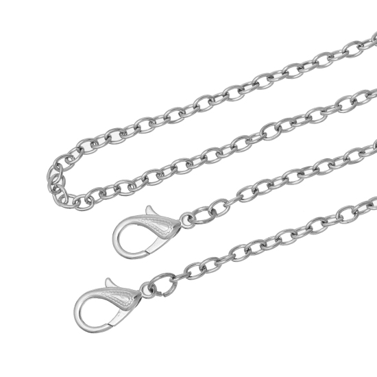 Immagine di Lega di Ferro borsa catena cinghia Tono Argento 8mm x6mm( 3/8" x 2/8"), 122cm(48") longhezza, 1 Pz