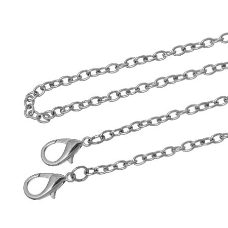 Bild von Eisen(Legierung) Tasche Ketten Riemen Silberfarbe 1.2M, 8mm x 6mm, 1 Streif