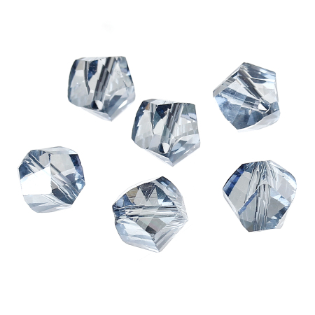 Glass Loose Beads Irregular Light blue Transparent Faceted About 10mm x 9mm, Hole: Approx 1.5mm, 30 PCs
