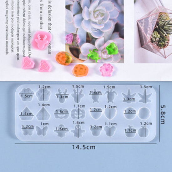 Picture of Silicone Resin Mold For Jewelry Making Earrings Rectangle White 14.5cm x 5.8cm, 1 Piece