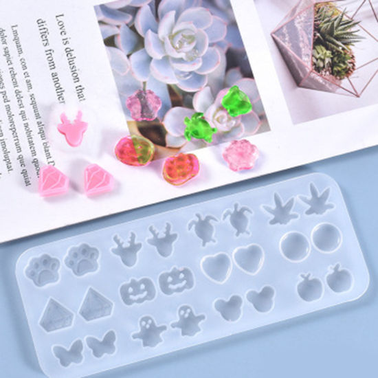 Picture of Silicone Resin Mold For Jewelry Making Earrings Rectangle White 14.5cm x 5.8cm, 1 Piece