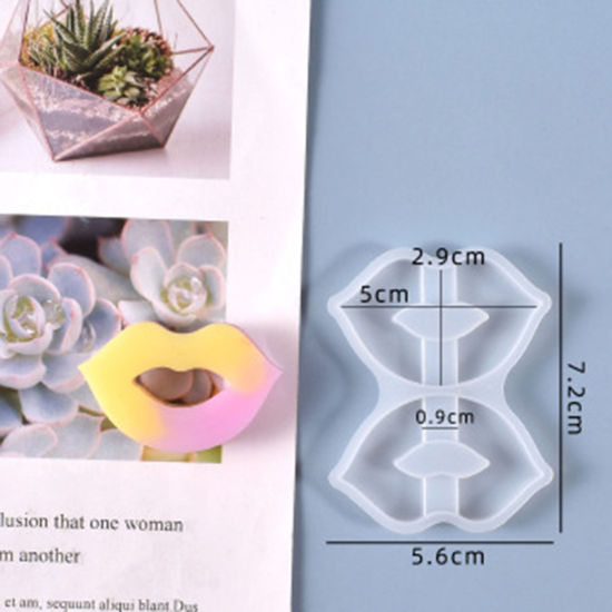 Picture of Silicone Resin Mold For Jewelry Making Straw Decoration Mouth White 7.2cm x 5.6cm, 1 Piece