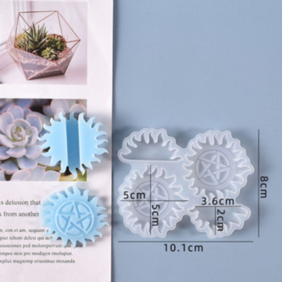 Picture of Silicone Resin Mold For Jewelry Making Straw Decoration Gear White 10.1cm x 8cm, 1 Piece