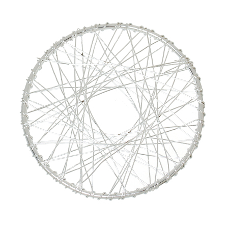 Brass Pendants Round Silver Plated Mesh 5.2cm(2") Dia, 20 PCs