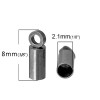Picture of 304 Stainless Steel Cord End Caps Cylinder Silver Tone (Fits 2mm Cord) 8mm x 2.5mm, 30 PCs