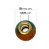 Image de Perles à Gros Trou au Style Européen en Verre Tambour Couleur au Hasard Env. 15mm x 11mm, Tailles de Trous: 5mm, 10 Pcs