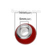 Picture of Resin European Style Large Hole Charm Beads Drum At Random Mixed Silver Plated Core About 14mm x 9mm, Hole: Approx 5mm, 10 PCs