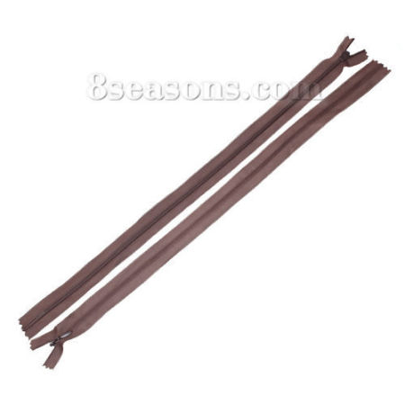 Fermeture Eclair en Polyester Café 40cm Long, 2.4cm Large, 10 Pièces