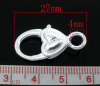 Picture of Zinc Based Alloy Lobster Clasps Silver Plated Heart Carved 27mm x 14mm, 10 PCs