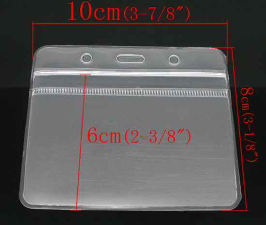 Picture of Acrylic Waterproof Horizontal ID Card Badge Holders Clear 10.2cm x7.9cm(4" x3 1/8"), 10 Sheets
