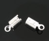 Picture of 300 PCs Brass End Caps For Necklace Bracelet Jewelry Making Cylinder Silver Plated (Fits 2mm Cord) 8mm x 3mm
