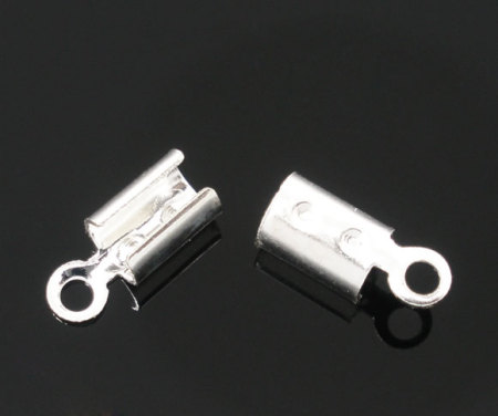 300 PCs Brass End Caps For Necklace Bracelet Jewelry Making Cylinder Silver Plated (Fits 2mm Cord) 8mm x 3mm