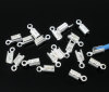 Picture of 300 PCs Brass End Caps For Necklace Bracelet Jewelry Making Cylinder Silver Plated (Fits 2mm Cord) 8mm x 3mm